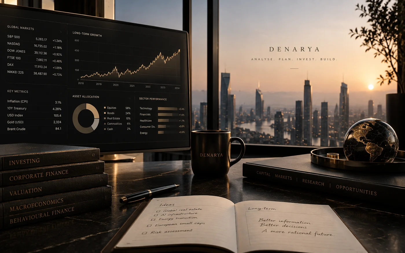 Financial markets and research visual for Denarya