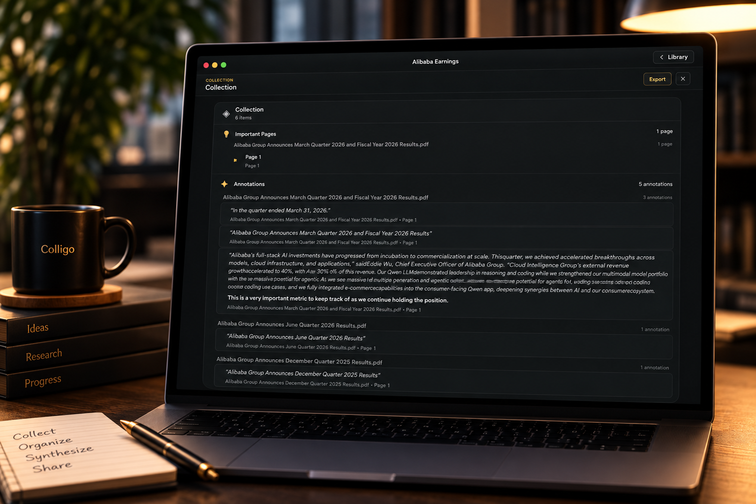 Colligo collections and export workflow